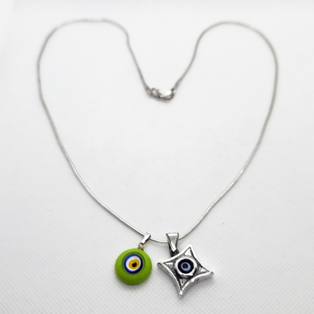 925 Stamped Sterling Silver Evil Eye Pendant